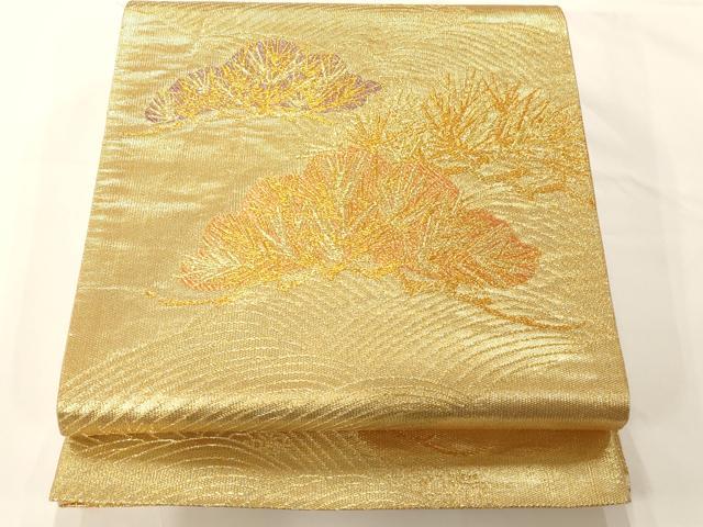 平和屋着物◎六通柄袋帯 流水松文 金糸 正絹 逸品 AAAM7815fw