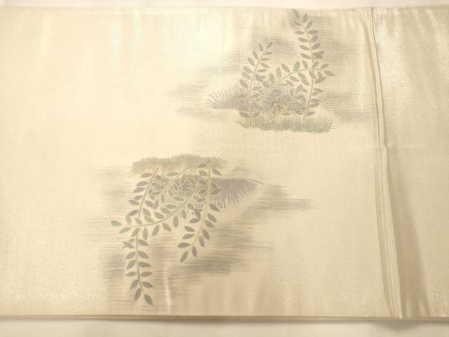 平和屋着物◎太鼓柄袋帯 手描き 流水草文 銀糸 引箔 正絹 逸品 AAAM7845fw