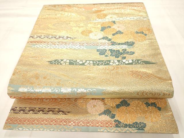 平和屋着物◎六通柄袋帯 吉祥花文 金銀糸 正絹 逸品 AAAM8020jz