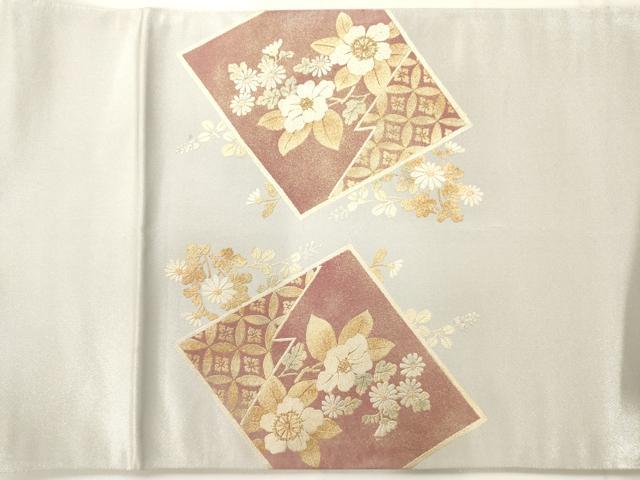 平和屋着物◎太鼓柄袋帯 刺繍 色紙花文 金銀彩 正絹 逸品 AAAM8059jz