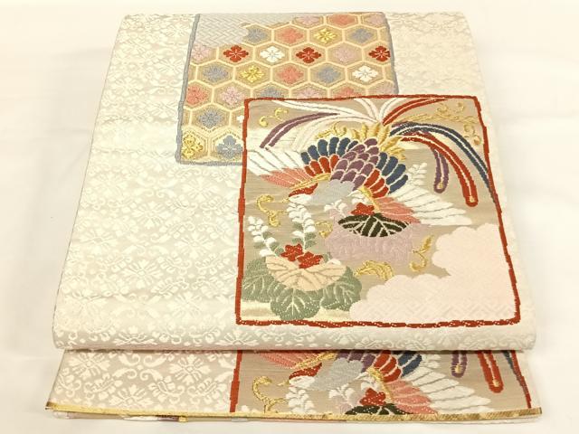 平和屋着物◎六通柄袋帯 唐織 色紙重ね鳳凰花文 金糸 正絹 逸品 AAAM8495wt