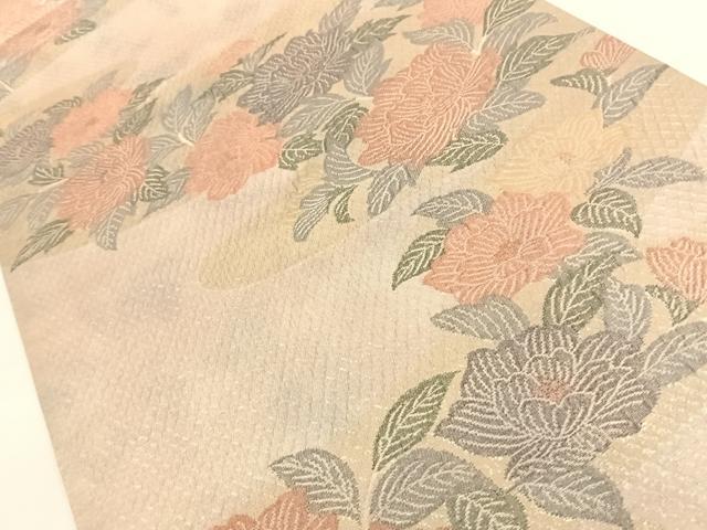 平和屋着物◎西陣 廣部商事 六通柄袋帯 雲取り草花文 金銀糸 証紙付き 正絹 逸品 AAAM8500wt