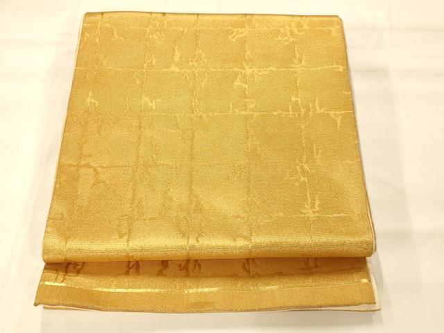 平和屋着物◎全通柄袋帯 霞格子文 金糸 正絹 逸品 AAAM8556fw