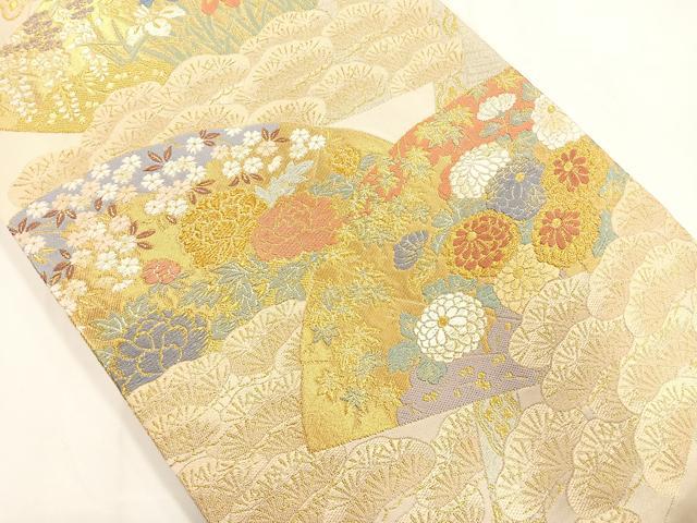 平和屋着物◎六通柄袋帯 唐織 地紙草花文 金糸 正絹 逸品 AAAM8660yx