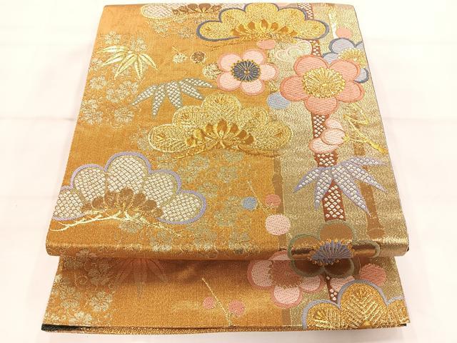 平和屋着物◎六通柄袋帯 松竹梅 金糸 正絹 逸品 AAAM8674yx