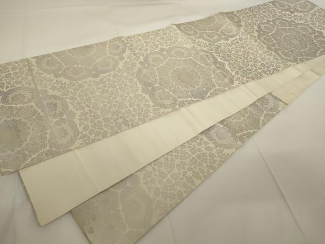 平和屋着物◎六通柄袋帯 正倉院花文 銀糸 正絹 逸品 AAAM9570jx
