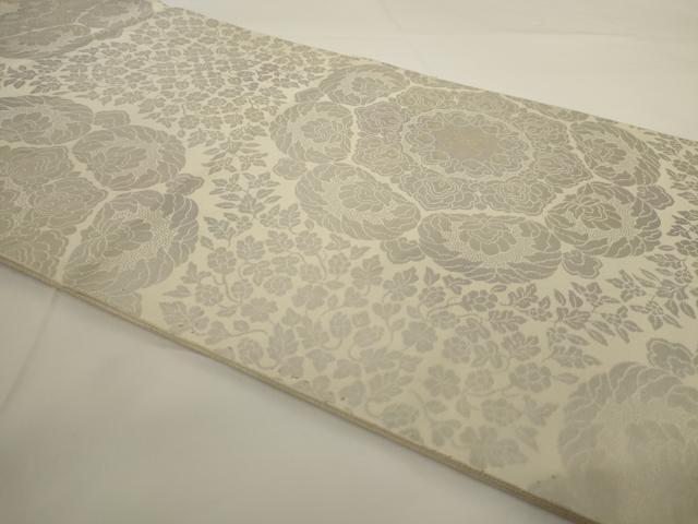 平和屋着物◎六通柄袋帯 正倉院花文 銀糸 正絹 逸品 AAAM9570jx
