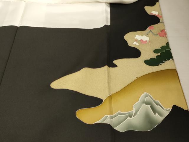 平和屋着物■豪華黒留袖 刺繍 霞松竹梅文 金糸 金彩 正絹 逸品 AAAN0766ja