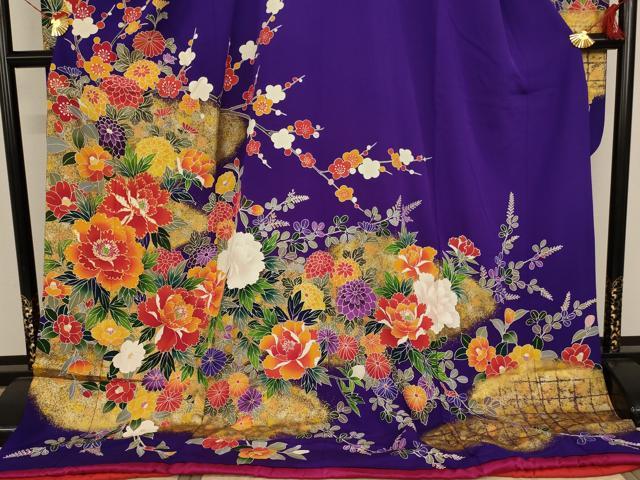 平和屋着物●お引きずり・お引き摺り・引き振袖 和装 結婚式 舞妓 芸妓 芸者 衣装 駒刺繍 草花文 金彩 逸品 AAAN0789ja