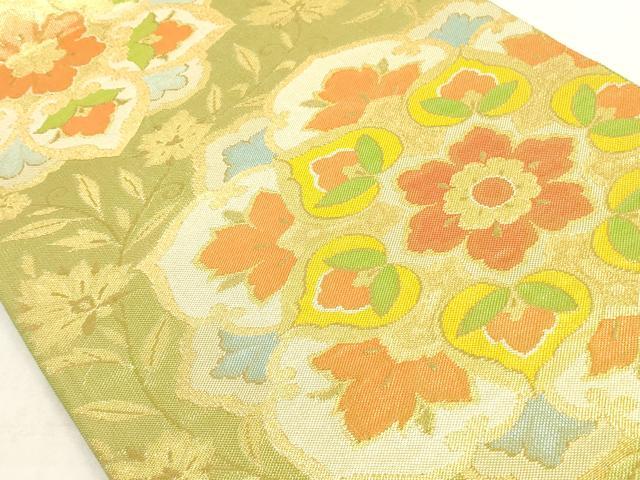 平和屋着物◎佐賀錦 六通柄袋帯 正倉院花文 金糸 正絹 逸品 AAAN0892ru