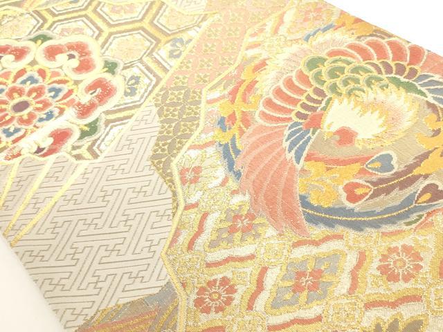平和屋着物◎六通柄袋帯 扇面鳳凰文 金銀糸 正絹 逸品 AAAN1159ru