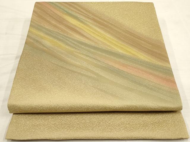 平和屋着物◎太鼓柄袋帯 霞文 銀糸 正絹 逸品 AAAN1416tm