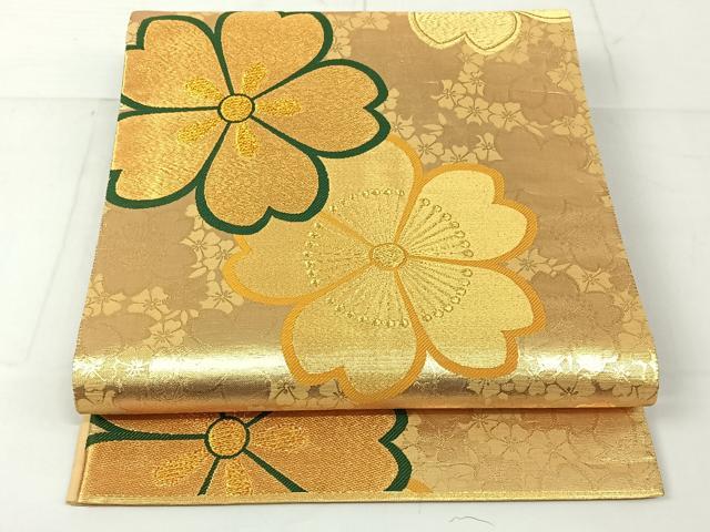 平和屋着物◎全通柄袋帯 舞花文 金糸 正絹 逸品 AAAN2193jh