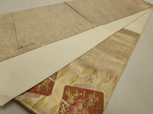 平和屋着物◎六通太鼓柄袋帯 作家物 草花文 金銀彩 正絹 逸品 AAAN2286ou