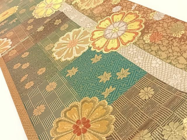 平和屋着物◎六通柄袋帯 舞花間道 金糸 正絹 逸品 AAAN3312wt