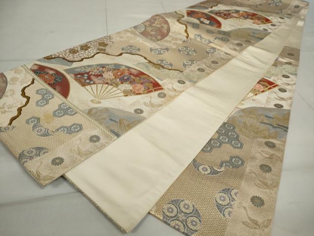平和屋着物◎六通柄袋帯 花扇添寿 巧芸箔 正絹 逸品 AAAN3637tg
