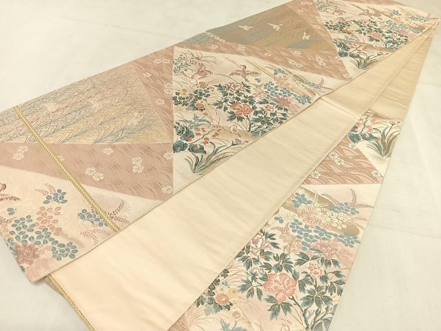 平和屋着物◎六通柄袋帯 唐織 花鳥文 金糸 正絹 逸品 AAAN4541dx