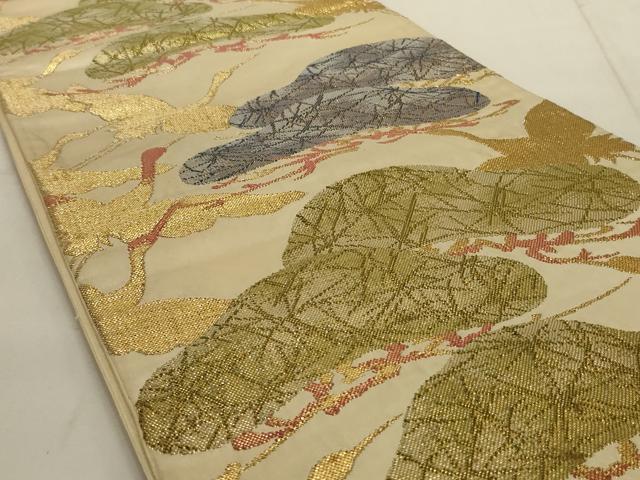 平和屋着物◎六通柄袋帯 飛鶴松文 金糸 正絹 逸品 AAAN4876ou