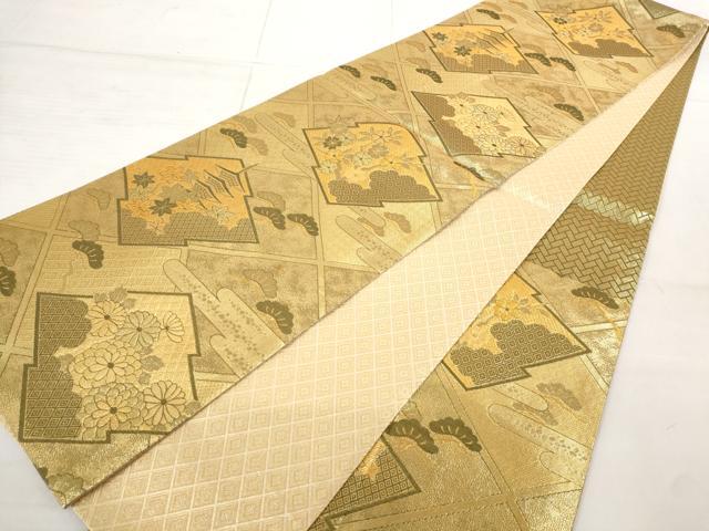 平和屋着物◎佐賀錦 六通柄袋帯 吉祥花文 金糸 正絹 逸品 AAAN5537st