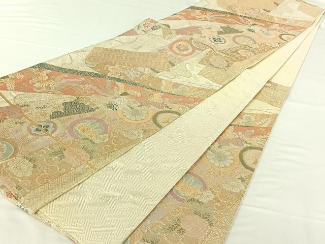 平和屋着物◎佐賀錦 六通柄袋帯 熨斗目能衣文 金銀糸 正絹 逸品 AAAN6276jh