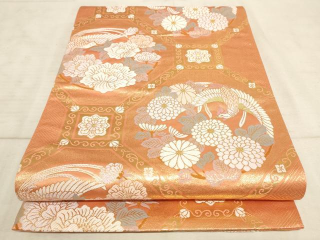 平和屋着物◎六通柄袋帯 蜀江鳳凰花文 金糸 正絹 逸品 AAAN7146pf