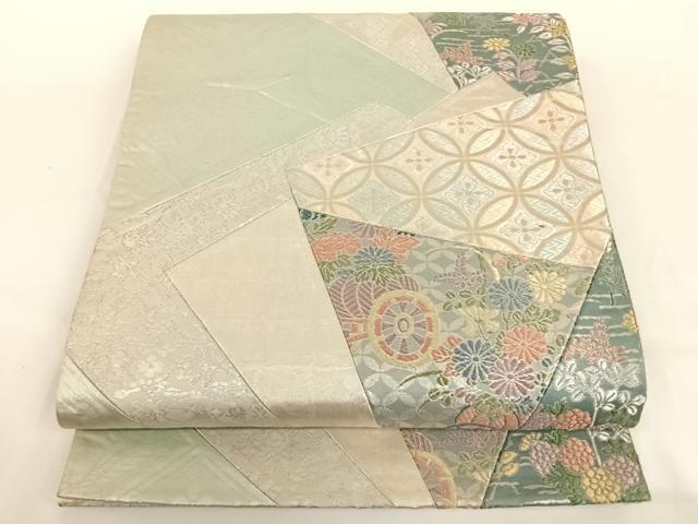 平和屋着物◎六通柄袋帯 切嵌 吉祥花文 銀糸 正絹 逸品 AAAN7617wt