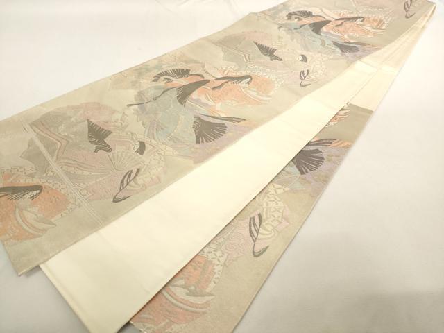 平和屋着物◎六通柄袋帯 女人文 銀糸 正絹 逸品 AAAN7858pf