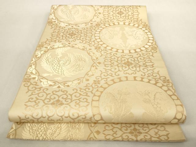 平和屋着物◎六通柄袋帯 唐華天平紋 金糸 正絹 逸品 AAAN7873pf