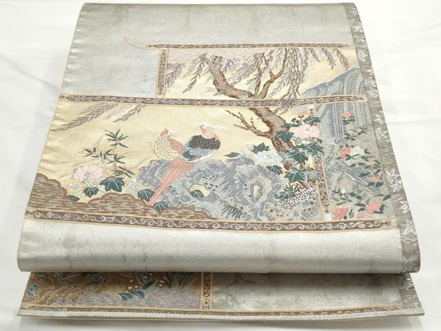 平和屋着物◎六通柄袋帯 牡丹に雉子文 金銀糸 引箔 正絹 逸品 AAAO0157ru