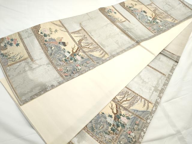 平和屋着物◎六通柄袋帯 牡丹に雉子文 金銀糸 引箔 正絹 逸品 AAAO0157ru