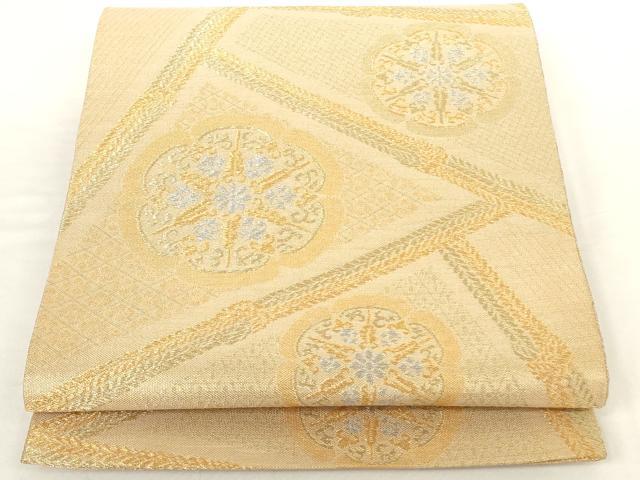 平和屋着物◎六通柄袋帯 正倉院花文 金糸 正絹 逸品 AAAO0186ru