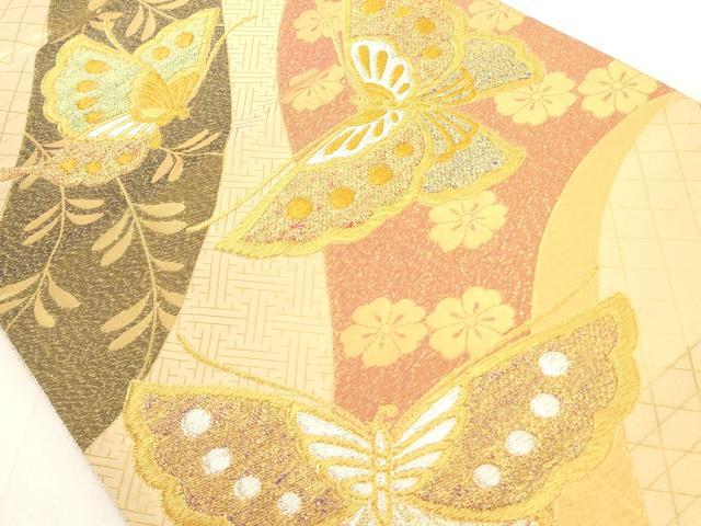 平和屋着物◎佐賀錦 六通柄袋帯 道長 花鳥文 金銀糸 正絹 逸品 AAAO0192ru