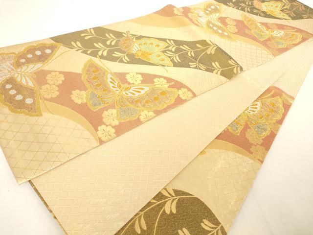 平和屋着物◎佐賀錦 六通柄袋帯 道長 花鳥文 金銀糸 正絹 逸品 AAAO0192ru