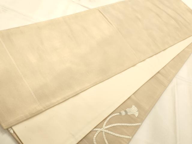 平和屋着物◎太鼓柄袋帯 駒刺繍 総刺繍 鏡裏文 銀糸 正絹 逸品 AAAO1004fw