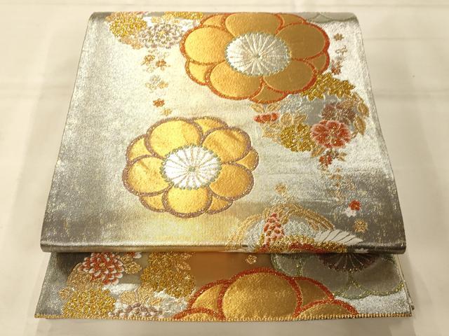 平和屋着物◎六通柄袋帯 唐織 花鳥丸文 金銀糸 正絹 逸品 AAAO1018fw