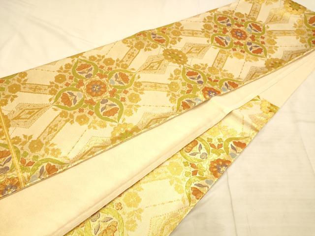 平和屋着物◎佐賀錦 六通柄袋帯 唐織 草花丸文 金糸 正絹 逸品 AAAO1045fw