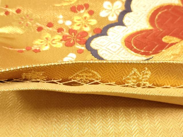 平和屋着物◎慶金錦 六通柄袋帯 唐織 枝花文 梅 松 金銀糸 正絹 逸品 AAAO1048fw