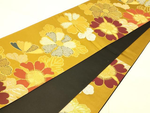 平和屋着物◎六通柄袋帯 草花文 金銀糸 正絹 逸品 AAAO1050fw