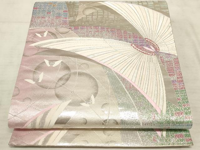 平和屋着物◎六通柄袋帯 唐織 舞蝶文 銀糸 正絹 逸品 AAAO1629ru
