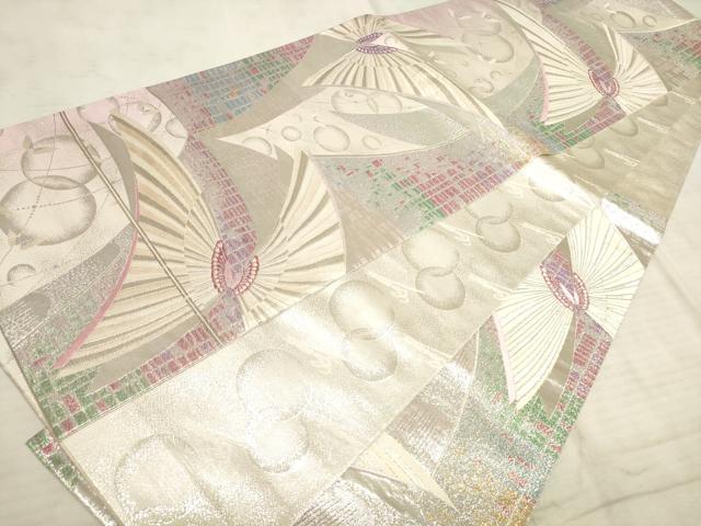 平和屋着物◎六通柄袋帯 唐織 舞蝶文 銀糸 正絹 逸品 AAAO1629ru