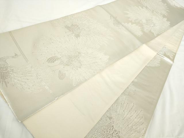 平和屋着物◎六通柄袋帯 孔雀文 銀糸 正絹 逸品 AAAO1635ru