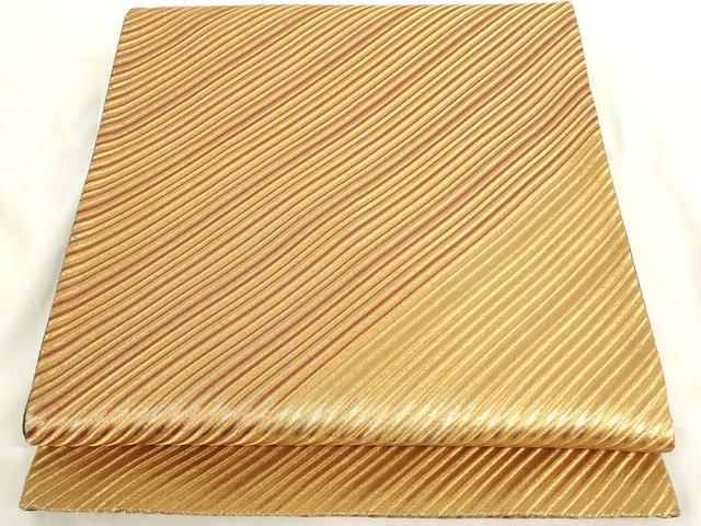 平和屋着物◎全通柄袋帯 斜縞 金糸 正絹 逸品 AAAO1656ru