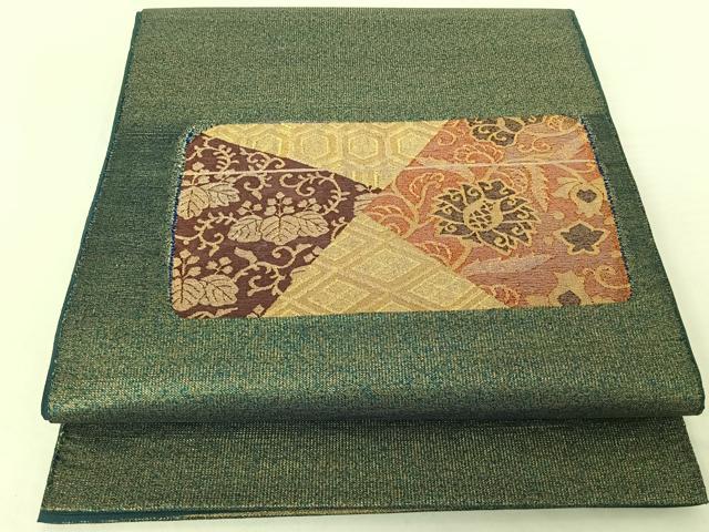 平和屋着物◎六通柄袋帯 切嵌花文 金糸 正絹 逸品 AAAO2508jh
