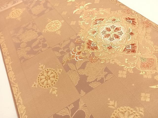 平和屋着物◎六通柄袋帯 郷愁のつどい 正倉院花文 金銀糸 正絹 逸品 AAAO2973wt