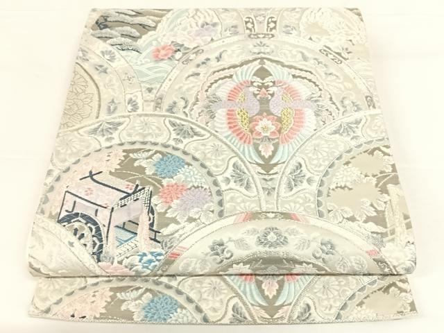 平和屋着物◎六通柄袋帯 青海取絵皿文 プラチナ箔 正絹 逸品 AAAO2983wt