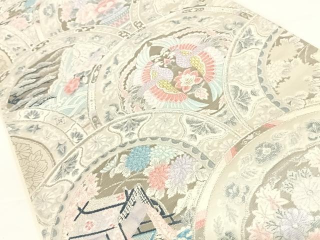 平和屋着物◎六通柄袋帯 青海取絵皿文 プラチナ箔 正絹 逸品 AAAO2983wt