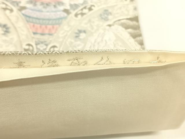 平和屋着物◎六通柄袋帯 青海取絵皿文 プラチナ箔 正絹 逸品 AAAO2983wt