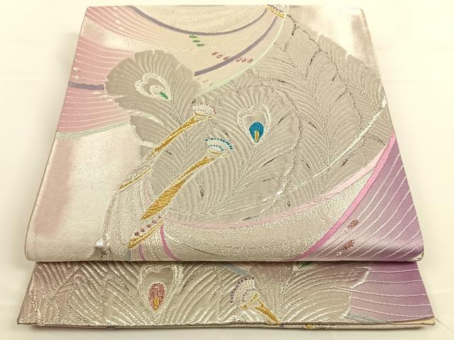 平和屋着物◎六通柄袋帯 孔雀文 金銀糸 正絹 逸品 AAAO3706ey