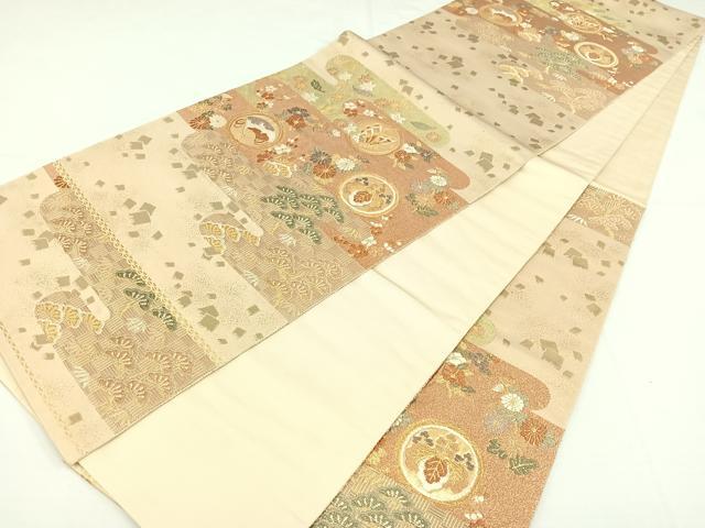 平和屋着物◎六通柄袋帯 唐織 霞吉祥文 金糸 正絹 逸品 AAAO4803jh