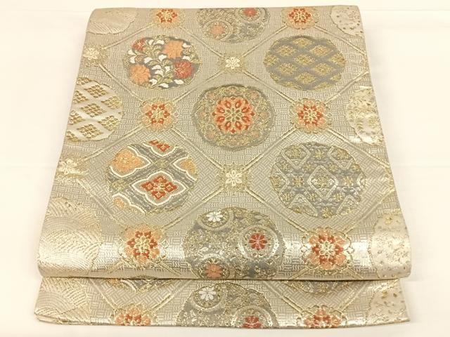 平和屋着物◎六通柄袋帯 天井花丸文 金銀糸 正絹 逸品 AAAO4880wt